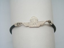 Parachutiste : Bracelet en Argent 925 Et Caoutchouc - Bracelet Brevetto