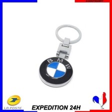 Porte clé clef pour BMW     Neuf     Double face métal / noir bleu blanc