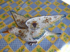 GRAND OISEAU MOUETTE CERAMIQUE DESVRES BLASON MONT SAINT MICHEL SIGNE GEO MARTEL