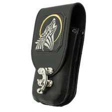 Portable Pochette Loup Portefeuille Ceinture Cuir Holster Motard Lune Crépuscule