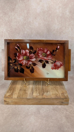 Plateau vintage peint main - , –