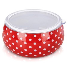 Bol Émaillé Rétro 1L Rouge Pois Blancs Couvercle Hermétique Induction