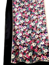 FOULARD carré de Soie Vintage Roulotté main Fleurs multicolore 82 x 82cm Rose 