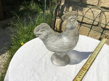 Bonbonnière sucrier COQ verre transparent , no poule, Vallérysthal portieux