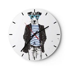 Horloge murale en verre 40x40cm Silencieuse chien abstraction Wall Clock