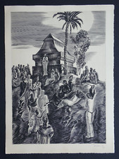 Albert DECARIS Gravure originale Signée burin 1939 Mythologie Samson Agonistes