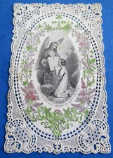 SUPERBE ANCIEN CANIVET IMAGE PIEUSE 19 EME DENTELLE COULEUR ED MAISON BASSET