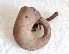 Flasque À Poudre En Cuir Fait Main Vintage En Bois 19c Bouteille À Poudre WN711