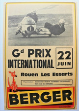 AFFICHE MOTO BMW SIDE-CAR 22 juin 1969 Grand Prix ROUEN les ESSARTS BERGER ANIS