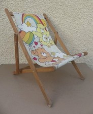 Transat BISOUNOURS vintage 1986 chilienne enfant chambre bois tissu CARE BEARS