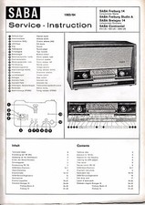 Service Manuel D'Instructions pour Saba Freiburg 14,Breisgau 14,Continental