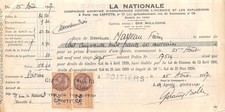 1927 COMPAGNIE D ASSURANCES CONTRE L INCENDIE ET LES EXPLOSIONS LA NATIONALE