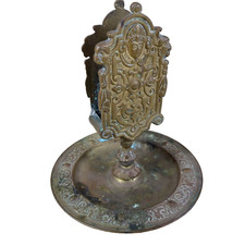 Porte-Allumettes ou Cendrier en Laiton avec Motifs Baroques et Fleur de Lys