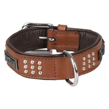 Collier Cuir SEDONA brun taille S/M 31-35 cm pour chien.