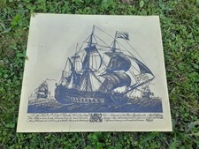 Plaque en Cuivre d'un Bateau de Guerre ancien