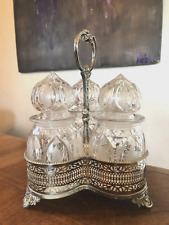 SUPERBE SERVITEUR A CONDIMENTS EN MÉTAL ARGENTÉ , POINÇONS ANGLAIS A IDENTIFIER