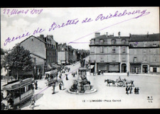 LIMOGES (87) TRAMWAY "OLIBET & SAXOLEINE" aux Commerces COIFFEUR ,BOUCHERIE 1909