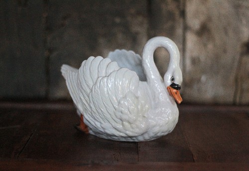 Jardinière céramique cygne