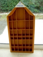 Meuble Mural vitrine BOIS naturel - collection miniatures - plaque émaillée 