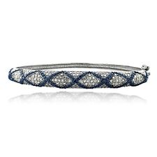 0.50ct Tdw Bleu et Blanc Diamant Criss Croix Bracelet Gourmette