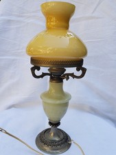 Rare ...très Ancienne Lampe  Opaline Et Albâtre Ou Onyx
