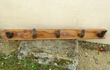ANCIEN PORTE MANTEAU BOIS PLANCHE ORME & 5 PATTES  SANGLIERS déco CABANE CHASSE