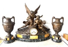 Rare garniture de cheminée Art Nouveau Art Deco GeoMaxim France Fireplace Clock