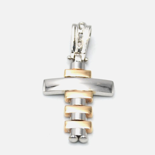 Pendentif croix double - double, or