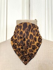 Maison Lesage Paris Silk Leopard Necklace Scarf with Hand Embroidery Chanel