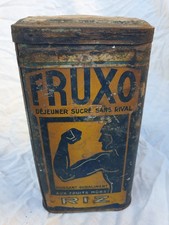 ANCIENNE BOITE EN TOLE PUBLICITAIRE LITHOGRAPHIEE FRUXO Riz  1930-40