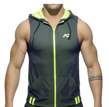 ADDICTED SLEEVELESS LOOP-MESH HOODY NAVY AD355  - XXXL size