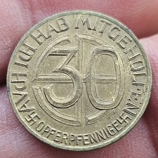 30 PFENNIG ALLEMAGNE NAZI Nécessité Propagande GERMANY