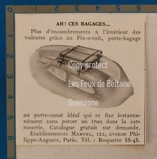 FIX O TOIT invention porte bagage toit automobile  publicité 1937