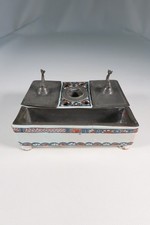 ANCIEN RARE ENCRIER DE BUREAU FAIENCE DE ROUEN ET ETAIN DAUPHIN EPOQUE XVIII èm