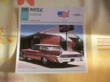 CARTE FICHE AUTO PONTIAC BONNEVILLE 1959