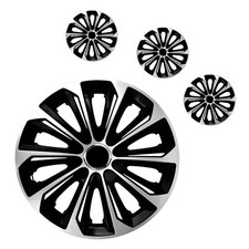 4X Enjoliveurs 16" Pour Disques Argenté / Noir Neuf Extra Strong Lot De 4 Pcs