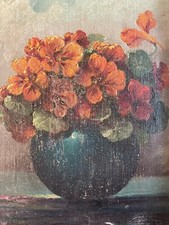 Belle Peinture Huile Carton Fleurs Fleur Post Impressionniste a identifier Art