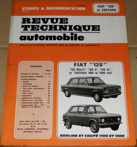 Revue technique fiat 128 - technique, et