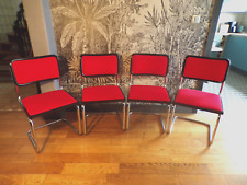 LOT 4 CHAISE CESCA-B32-MARCEL BREUER-ITALIE-DESIGN-80-Tissu rouge-Cantilever