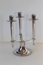 Bougeoir centre de table à 3 bras de lumières en métal chromé