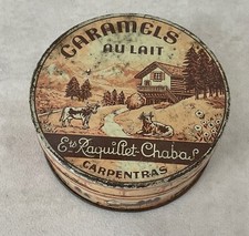 Ancienne belle boite en métal caramels au lait 