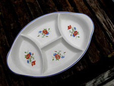 PLAT COMPARTIMENT ANCIEN CERAMIQUE de SALINS ,FLEUR des CHAMPS COQUELICOT BLEUET