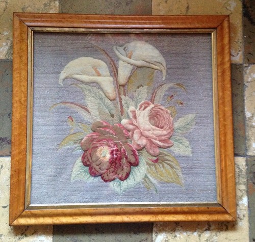 Ancien cadre broderie canevas - cadre,
