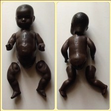 RARE POUPÉE NOIRE HEUBACH À RESSORTS MARQUÉE NUQUE H33 II/0 GERMANY 1930/40