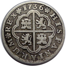 ESPAGNE 2 Reales 1736 AP KM# 355