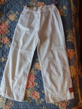Pantacourt fille 12 A pur coton blanc Captain Tortue broderies au bas, élastiqué