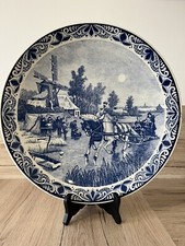 Sublime Grand Plat Assiette Décorative en faïence DELFT Représentant un Village