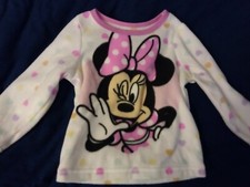 Girls 18M Disney Minnie Mouse White and Pink Pajama Top