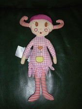 Poupée De Chiffon Vert Baudet Vichy et Rayures Rose Et Blanche 31 cm