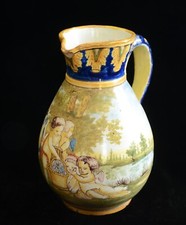 NEVERS Splendid pichet ancien en faïence peint à la main, signé